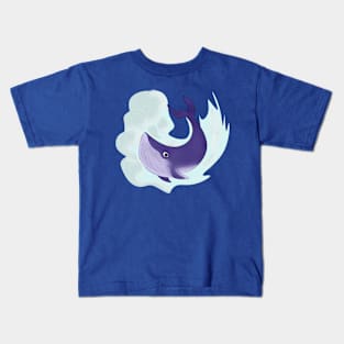 Blue whale with waves Kids T-Shirt